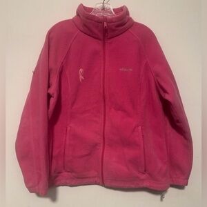 Columbia Pink Full zip Fleece Jacket Breast cancer awareness ribbon womens 1X